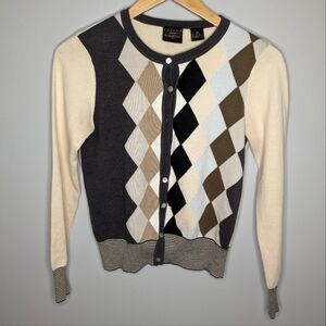 Y2K Tailor B. Moss Argyle Button front Cardigan Woman's XS